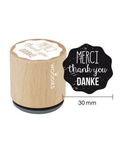 Woodies Motivstempel - Merci - thank you - Danke