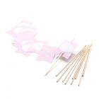 FLAGS - rose - 82x50 mm and wooden sticks 200 mm - 10 pcs.